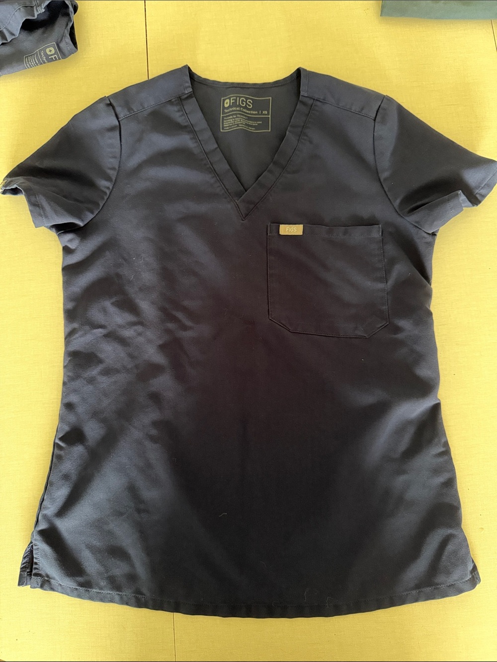 Figs Black V-Neck Medical Scrub Top